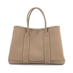 HERMES Garden Party TPM Tote Bag Toiel officier Leather Etoupe 90289047